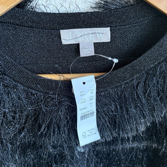 J crew Fringe‎ cardigan in metallic yarn Womens Large Black Metallic - Picture 8 of 11